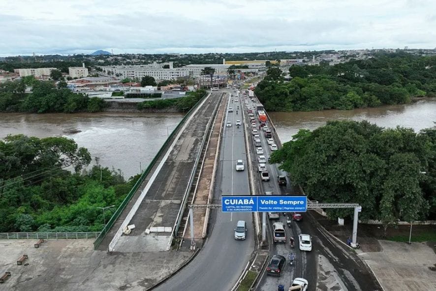 Acesso por ponte neste fim de semana será fechada no sentido Várzea Grande-Cuiabá para obras do BRT