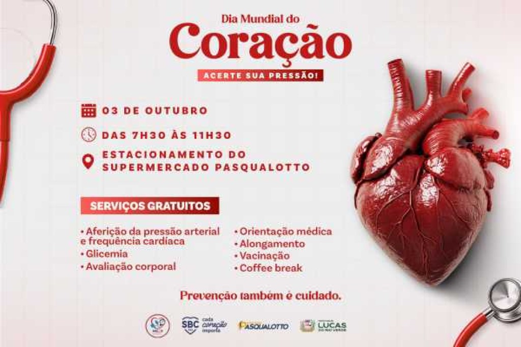Dia Mundial do Coração terá ação gratuita de saúde neste sábado (03)