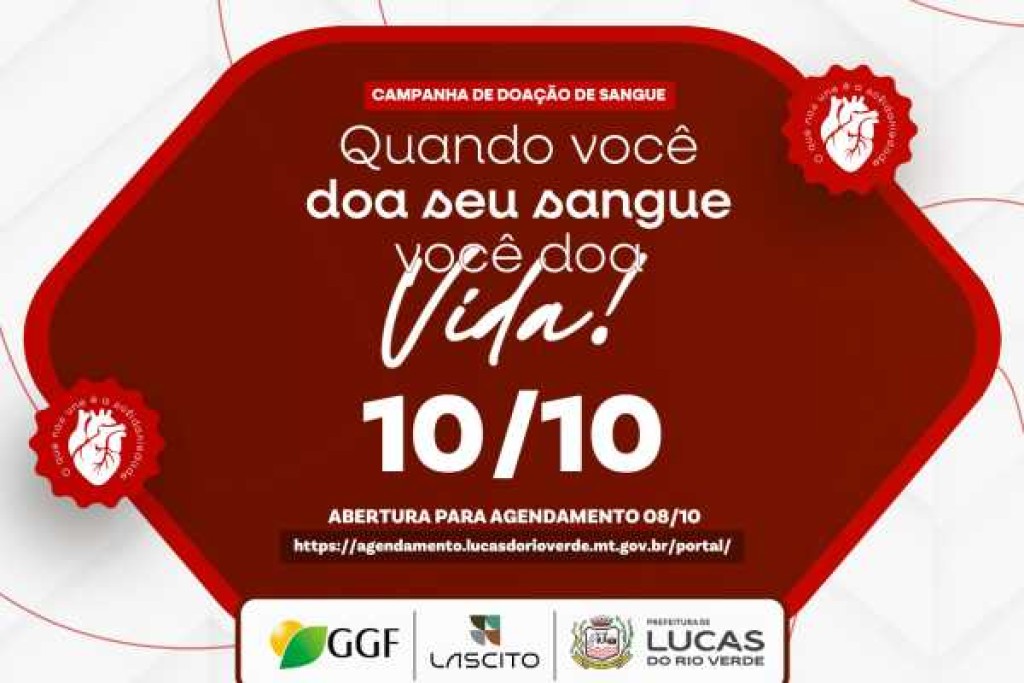 Agendamento para a Campanha de Doação de Sangue começa nesta quinta-feira (08)