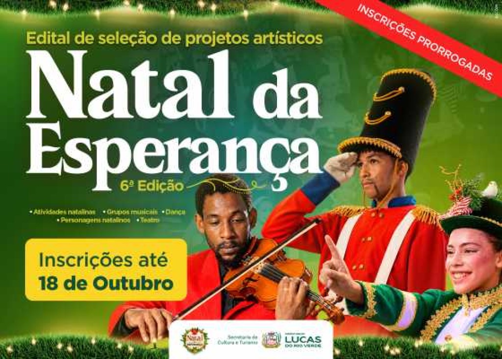 Cultura prorroga prazo de inscrições para seleção de atrações artísticas do Natal da Esperança 2026